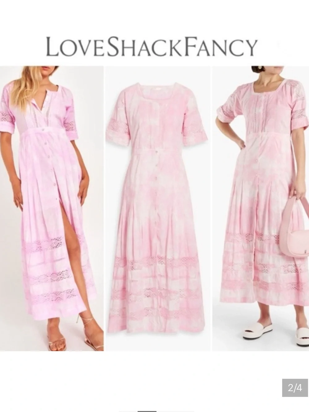 LoveChackFancy pink tiedye Edie cotton midi dress.